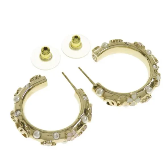 ❤️#109 Chanel hoop earrings with a Flower Motif - Picture 4 of 9